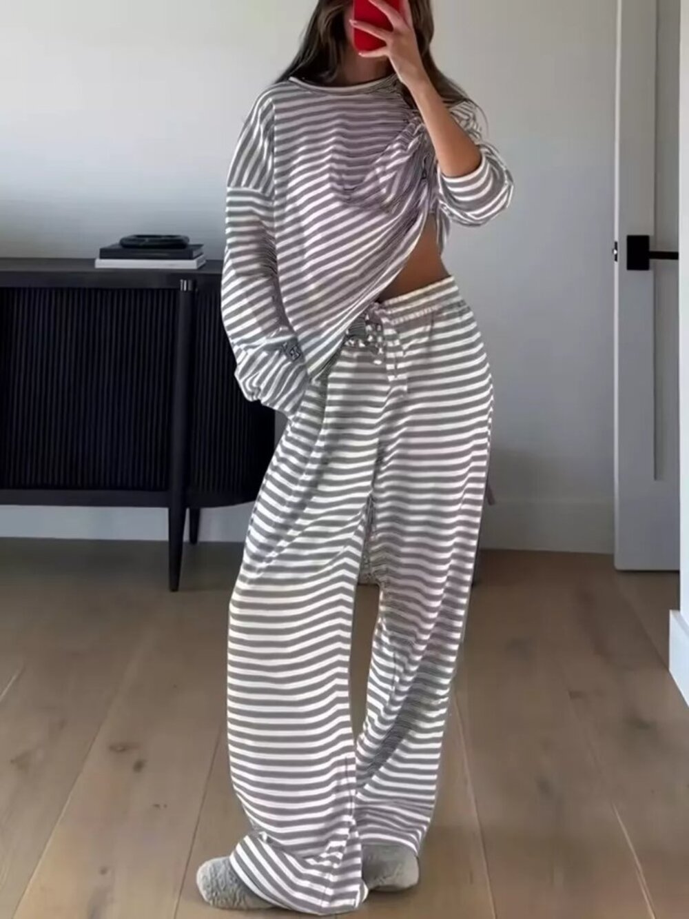 Striped Long Sleeve Top and Pants Set
